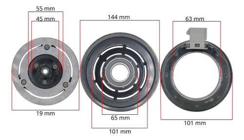 Kit Embreagem Compressor Ar Hcc Halla 6pk 148mm Ford 12v - Imagem 5