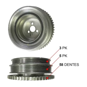 POLIA VIRABREQUIM FIAT UNO/ PALIO/ SIENA/ STRADA/ DOBLO FIRE COM AR E DIRECAO OEM: 46752133 / 55198247 / 55181200 | Jetcooler